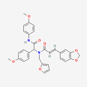 (2E)-3-(1,3-benzodioxol-5-yl)-N-(furan-2-ylmethyl)-N-{1-(4-methoxyphenyl)-2-[(4-methoxyphenyl)amino]-2-oxoethyl}prop-2-enamide