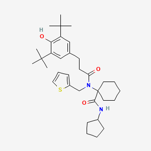 molecular formula C34H50N2O3S B11454918 N-cyclopentyl-1-{[3-(3,5-di-tert-butyl-4-hydroxyphenyl)propanoyl](thiophen-2-ylmethyl)amino}cyclohexanecarboxamide 