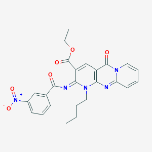 ethyl 7-butyl-6-(3-nitrobenzoyl)imino-2-oxo-1,7,9-triazatricyclo[8.4.0.03,8]tetradeca-3(8),4,9,11,13-pentaene-5-carboxylate