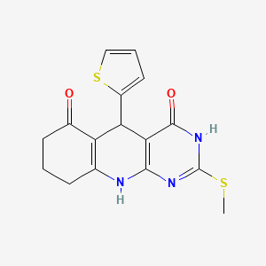 2-(methylsulfanyl)-5-(thiophen-2-yl)-5,8,9,10-tetrahydropyrimido[4,5-b]quinoline-4,6(3H,7H)-dione