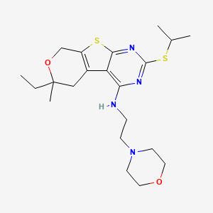 12-ethyl-12-methyl-N-(2-morpholin-4-ylethyl)-5-propan-2-ylsulfanyl-11-oxa-8-thia-4,6-diazatricyclo[7.4.0.02,7]trideca-1(9),2,4,6-tetraen-3-amine