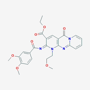 ethyl 6-(3,4-dimethoxybenzoyl)imino-7-(2-methoxyethyl)-2-oxo-1,7,9-triazatricyclo[8.4.0.03,8]tetradeca-3(8),4,9,11,13-pentaene-5-carboxylate