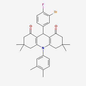 9-(3-bromo-4-fluorophenyl)-10-(3,4-dimethylphenyl)-3,3,6,6-tetramethyl-3,4,6,7,9,10-hexahydroacridine-1,8(2H,5H)-dione