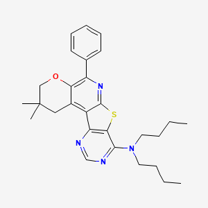 N,N-dibutyl-4,4-dimethyl-8-phenyl-6-oxa-11-thia-9,14,16-triazatetracyclo[8.7.0.02,7.012,17]heptadeca-1,7,9,12(17),13,15-hexaen-13-amine