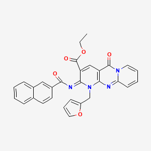 molecular formula C30H22N4O5 B11455046 ethyl 7-(furan-2-ylmethyl)-6-(naphthalene-2-carbonylimino)-2-oxo-1,7,9-triazatricyclo[8.4.0.03,8]tetradeca-3(8),4,9,11,13-pentaene-5-carboxylate 