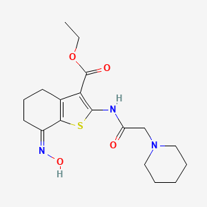 molecular formula C18H25N3O4S B11455054 ethyl (7Z)-7-(hydroxyimino)-2-[(piperidin-1-ylacetyl)amino]-4,5,6,7-tetrahydro-1-benzothiophene-3-carboxylate 