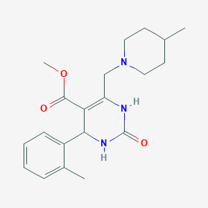 molecular formula C20H27N3O3 B11455061 Methyl 4-(2-methylphenyl)-6-[(4-methylpiperidin-1-yl)methyl]-2-oxo-1,2,3,4-tetrahydropyrimidine-5-carboxylate 