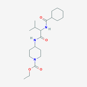 molecular formula C20H35N3O4 B11455077 ethyl 4-{[N-(cyclohexylcarbonyl)valyl]amino}piperidine-1-carboxylate 