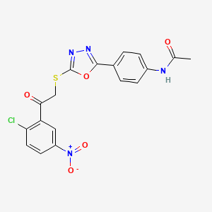 N-[4-(5-{[2-(2-chloro-5-nitrophenyl)-2-oxoethyl]sulfanyl}-1,3,4-oxadiazol-2-yl)phenyl]acetamide