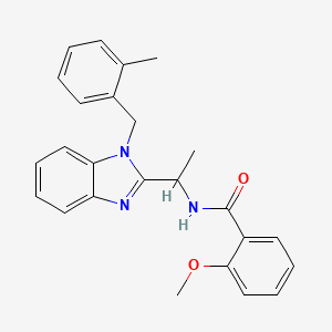 molecular formula C25H25N3O2 B11455116 2-methoxy-N-{1-[1-(2-methylbenzyl)-1H-benzimidazol-2-yl]ethyl}benzamide 