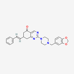 2-[4-(1,3-benzodioxol-5-ylmethyl)piperazin-1-yl]-7-[(E)-2-phenylethenyl]-7,8-dihydroquinazolin-5(6H)-one