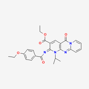 ethyl 6-(4-ethoxybenzoyl)imino-2-oxo-7-propan-2-yl-1,7,9-triazatricyclo[8.4.0.03,8]tetradeca-3(8),4,9,11,13-pentaene-5-carboxylate