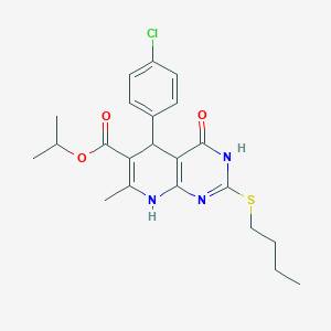 molecular formula C22H26ClN3O3S B11455184 Propan-2-yl 2-(butylsulfanyl)-5-(4-chlorophenyl)-7-methyl-4-oxo-3,4,5,8-tetrahydropyrido[2,3-d]pyrimidine-6-carboxylate 