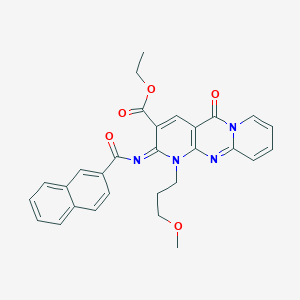 ethyl 7-(3-methoxypropyl)-6-(naphthalene-2-carbonylimino)-2-oxo-1,7,9-triazatricyclo[8.4.0.03,8]tetradeca-3(8),4,9,11,13-pentaene-5-carboxylate