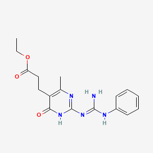 molecular formula C17H21N5O3 B11455221 ethyl 3-[4-methyl-6-oxo-2-(N'-phenylcarbamimidamido)-1,6-dihydropyrimidin-5-yl]propanoate 