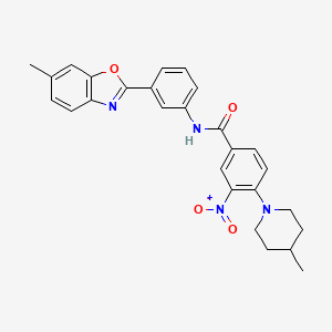 N-[3-(6-methyl-1,3-benzoxazol-2-yl)phenyl]-4-(4-methylpiperidin-1-yl)-3-nitrobenzamide