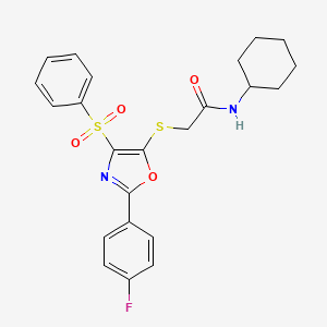 2-{[4-(Benzenesulfonyl)-2-(4-fluorophenyl)-1,3-oxazol-5-YL]sulfanyl}-N-cyclohexylacetamide