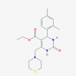 Ethyl 4-(2,4-dimethylphenyl)-2-oxo-6-(thiomorpholin-4-ylmethyl)-1,2,3,4-tetrahydropyrimidine-5-carboxylate