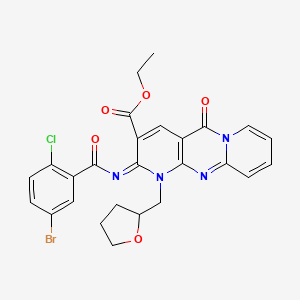 molecular formula C26H22BrClN4O5 B11455307 ethyl 6-(5-bromo-2-chlorobenzoyl)imino-2-oxo-7-(oxolan-2-ylmethyl)-1,7,9-triazatricyclo[8.4.0.03,8]tetradeca-3(8),4,9,11,13-pentaene-5-carboxylate 