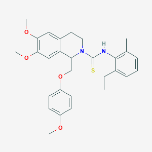 N-(2-ethyl-6-methylphenyl)-6,7-dimethoxy-1-((4-methoxyphenoxy)methyl)-3,4-dihydroisoquinoline-2(1H)-carbothioamide