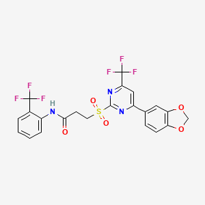 3-{[4-(1,3-benzodioxol-5-yl)-6-(trifluoromethyl)pyrimidin-2-yl]sulfonyl}-N-[2-(trifluoromethyl)phenyl]propanamide