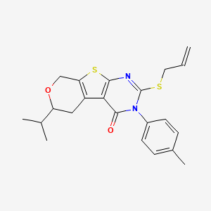 4-(4-methylphenyl)-12-propan-2-yl-5-prop-2-enylsulfanyl-11-oxa-8-thia-4,6-diazatricyclo[7.4.0.02,7]trideca-1(9),2(7),5-trien-3-one