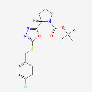 molecular formula C18H22ClN3O3S B11455374 (S)-2-[5-(4-Chloro-benzylsulfanyl)-[1,3,4]oxadiazol-2-yl]-pyrrolidine-1-carboxylic acid tert-butyl ester 