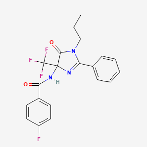 4-fluoro-N-[5-oxo-2-phenyl-1-propyl-4-(trifluoromethyl)-4,5-dihydro-1H-imidazol-4-yl]benzamide