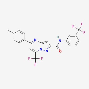 molecular formula C22H14F6N4O B11455376 5-(4-methylphenyl)-7-(trifluoromethyl)-N-[3-(trifluoromethyl)phenyl]pyrazolo[1,5-a]pyrimidine-2-carboxamide 