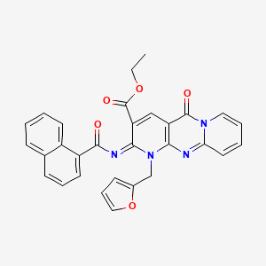 ethyl 7-(furan-2-ylmethyl)-6-(naphthalene-1-carbonylimino)-2-oxo-1,7,9-triazatricyclo[8.4.0.03,8]tetradeca-3(8),4,9,11,13-pentaene-5-carboxylate