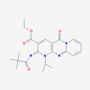 ethyl 6-(2,2-dimethylpropanoylimino)-2-oxo-7-propan-2-yl-1,7,9-triazatricyclo[8.4.0.03,8]tetradeca-3(8),4,9,11,13-pentaene-5-carboxylate