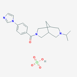 molecular formula C20H27ClN4O5 B114554 3,7-Diazabicyclo(3.3.1)nonane, 3-(4-(1H-imidazol-1-yl)benzoyl)-7-(1-methylethyl)-, perchlorate CAS No. 155029-33-7