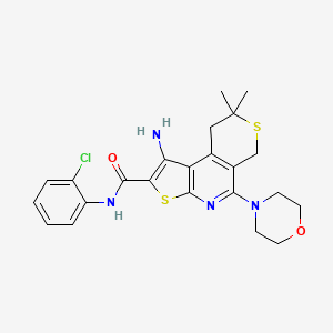 molecular formula C23H25ClN4O2S2 B11455427 1-Amino-N-(2-chlorophenyl)-8,8-dimethyl-5-(4-morpholinyl)-8,9-dihydro-6H-thieno[2,3-B]thiopyrano[4,3-D]pyridine-2-carboxamide 