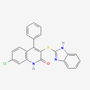 molecular formula C22H14ClN3OS B11455442 3-(1H-benzimidazol-2-ylsulfanyl)-7-chloro-4-phenylquinolin-2-ol 