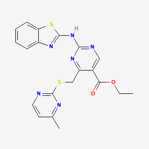 Ethyl 2-(1,3-benzothiazol-2-ylamino)-4-{[(4-methylpyrimidin-2-yl)sulfanyl]methyl}pyrimidine-5-carboxylate