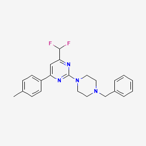 molecular formula C23H24F2N4 B11455462 2-(4-Benzylpiperazin-1-yl)-4-(difluoromethyl)-6-(4-methylphenyl)pyrimidine 