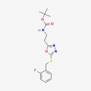 Tert-butyl (2-(5-((2-fluorobenzyl)thio)-1,3,4-oxadiazol-2-yl)ethyl)carbamate