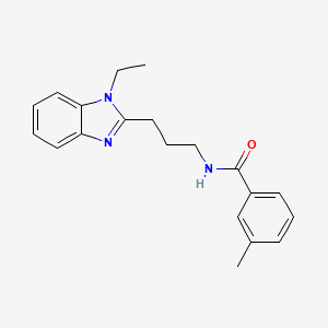 molecular formula C20H23N3O B11455509 N-[3-(1-ethyl-1H-benzimidazol-2-yl)propyl]-3-methylbenzamide 