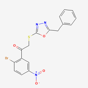 2-[(5-Benzyl-1,3,4-oxadiazol-2-yl)sulfanyl]-1-(2-bromo-5-nitrophenyl)ethanone