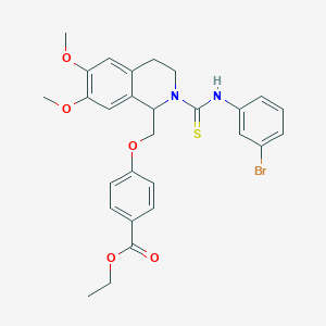 molecular formula C28H29BrN2O5S B11455521 Ethyl 4-({2-[(3-bromophenyl)carbamothioyl]-6,7-dimethoxy-1,2,3,4-tetrahydroisoquinolin-1-YL}methoxy)benzoate 