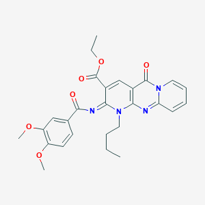 ethyl 7-butyl-6-(3,4-dimethoxybenzoyl)imino-2-oxo-1,7,9-triazatricyclo[8.4.0.03,8]tetradeca-3(8),4,9,11,13-pentaene-5-carboxylate