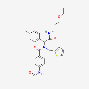 4-(acetylamino)-N-{2-[(3-ethoxypropyl)amino]-1-(4-methylphenyl)-2-oxoethyl}-N-(thiophen-2-ylmethyl)benzamide