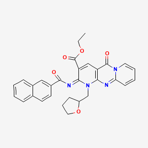 molecular formula C30H26N4O5 B11455628 ethyl 6-(naphthalene-2-carbonylimino)-2-oxo-7-(oxolan-2-ylmethyl)-1,7,9-triazatricyclo[8.4.0.03,8]tetradeca-3(8),4,9,11,13-pentaene-5-carboxylate 