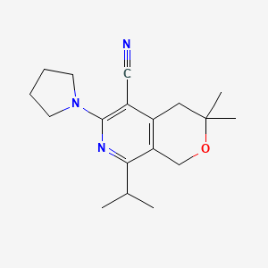 3,3-dimethyl-8-(propan-2-yl)-6-(pyrrolidin-1-yl)-3,4-dihydro-1H-pyrano[3,4-c]pyridine-5-carbonitrile