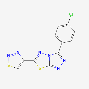 molecular formula C11H5ClN6S2 B11455648 4-[3-(4-Chlorophenyl)-[1,2,4]triazolo[3,4-b][1,3,4]thiadiazol-6-yl]-1,2,3-thiadiazole 