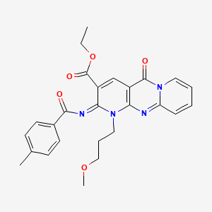 ethyl 7-(3-methoxypropyl)-6-(4-methylbenzoyl)imino-2-oxo-1,7,9-triazatricyclo[8.4.0.03,8]tetradeca-3(8),4,9,11,13-pentaene-5-carboxylate