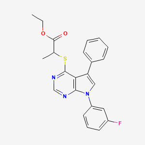 molecular formula C23H20FN3O2S B11455726 ethyl 2-{[7-(3-fluorophenyl)-5-phenyl-7H-pyrrolo[2,3-d]pyrimidin-4-yl]sulfanyl}propanoate 