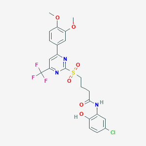 N-(5-chloro-2-hydroxyphenyl)-4-{[4-(3,4-dimethoxyphenyl)-6-(trifluoromethyl)pyrimidin-2-yl]sulfonyl}butanamide