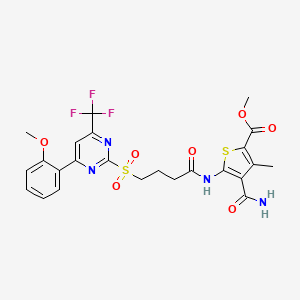 Methyl 4-carbamoyl-5-[(4-{[4-(2-methoxyphenyl)-6-(trifluoromethyl)pyrimidin-2-yl]sulfonyl}butanoyl)amino]-3-methylthiophene-2-carboxylate