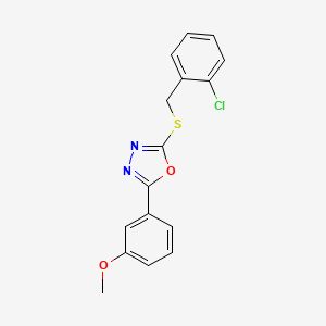 molecular formula C16H13ClN2O2S B11455749 2-[(2-Chlorobenzyl)sulfanyl]-5-(3-methoxyphenyl)-1,3,4-oxadiazole 